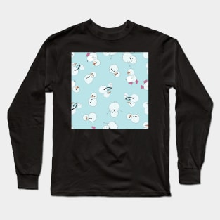 Cute Snowmen playing with snowballs Long Sleeve T-Shirt